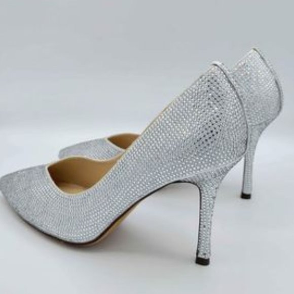 Silver Satin Pump Heels - Picture 2 of 3